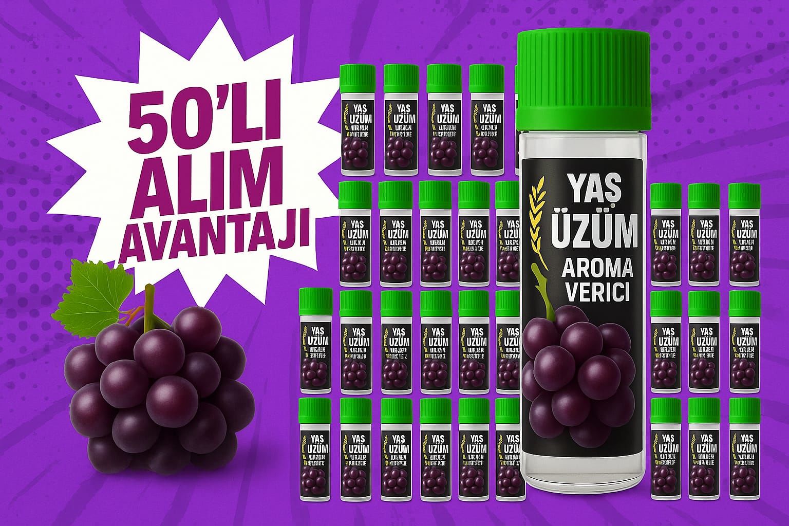 Yaş Üzüm Aroması | 2,5ML | 50 Adet