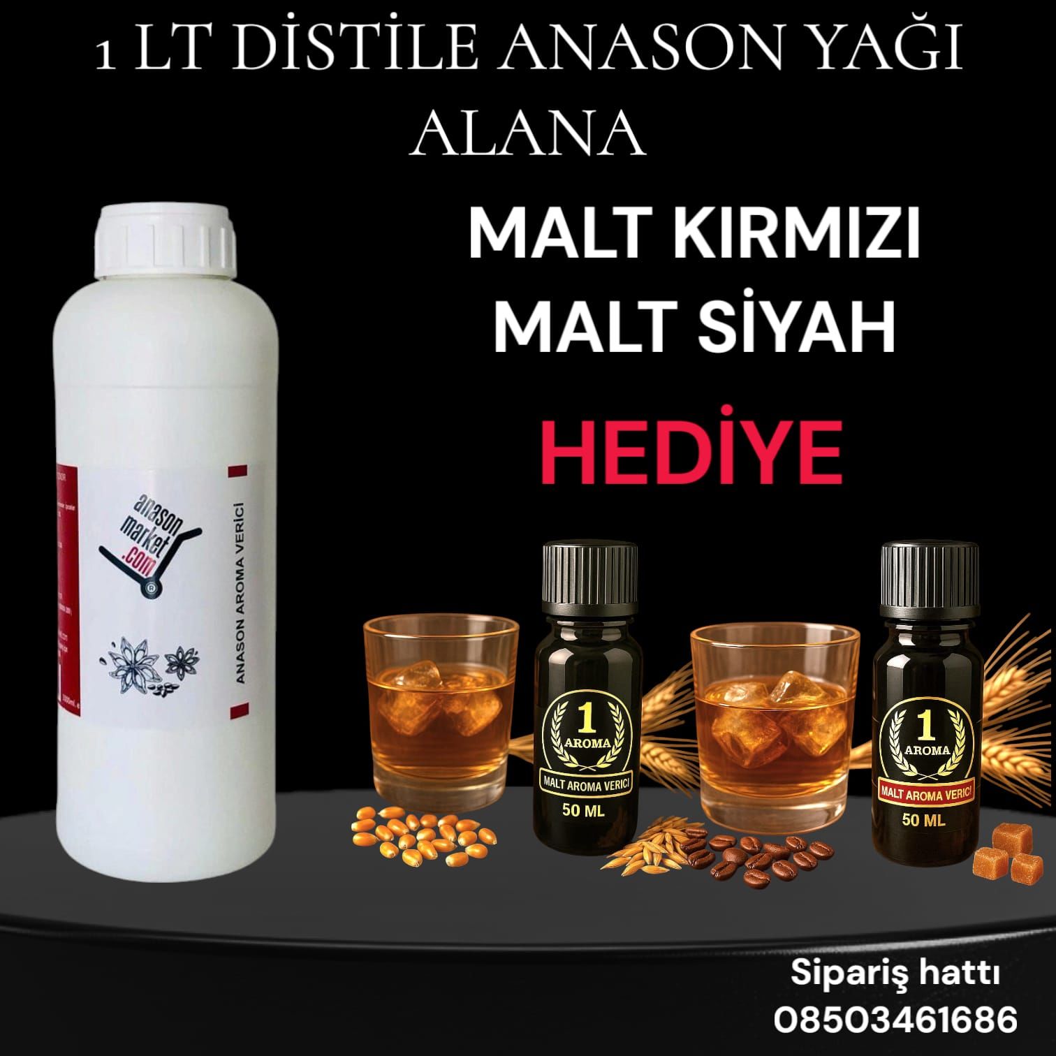1 LT DİSTİLE ANASON YAĞI (HEDİYE ÜRÜNLER)