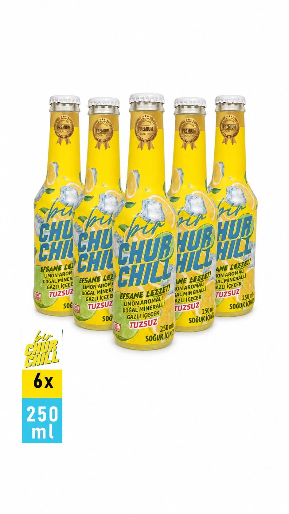 BİR CHURCHİLL - LİMON AROMALI DOĞAL MİNERALLİ TUZSUZ GAZLI İÇECEK ( 6 ADET )