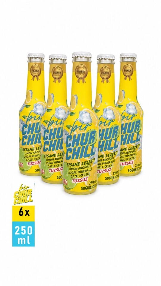 BİR CHURCHİLL - LİMON AROMALI DOĞAL MİNERALLİ TUZSUZ GAZLI İÇECEK ( 6 ADET )