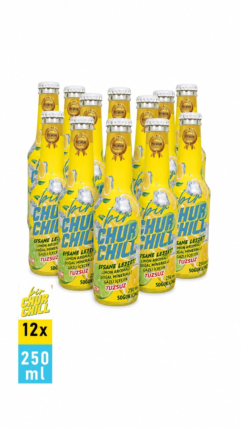 CHURCHİLL - LİMON AROMALI DOĞAL MİNARELLİ TUZSUZ GAZLI İÇECEK ( 12 Lİ )